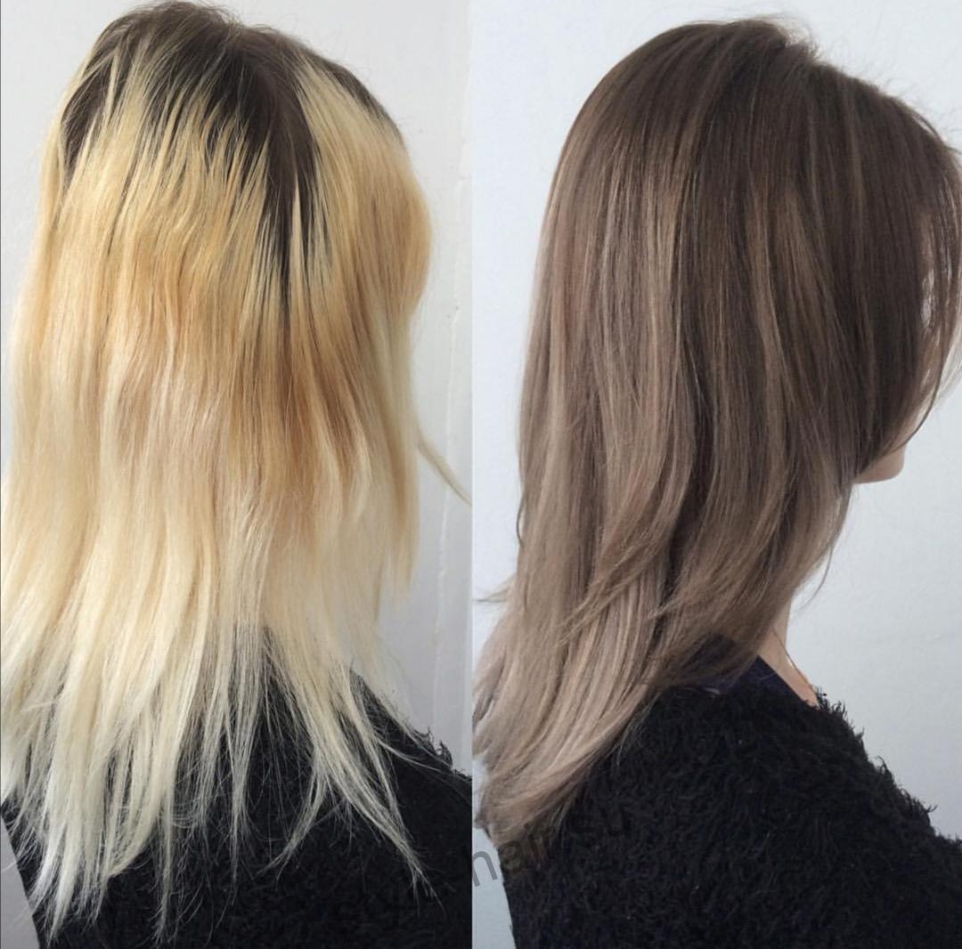 Тонировка блонда до и после фото